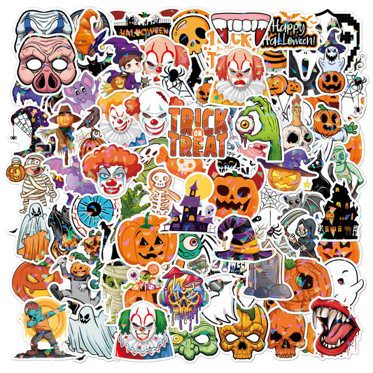 100 PCS Glitter Halloween Stickers Halloween Stickers Bulk Big Halloween Stickers for Party Cute Halloween Vinyl Decalrs for Halloween Basket Stuffers Halloween Birthday Decorations Party Favors