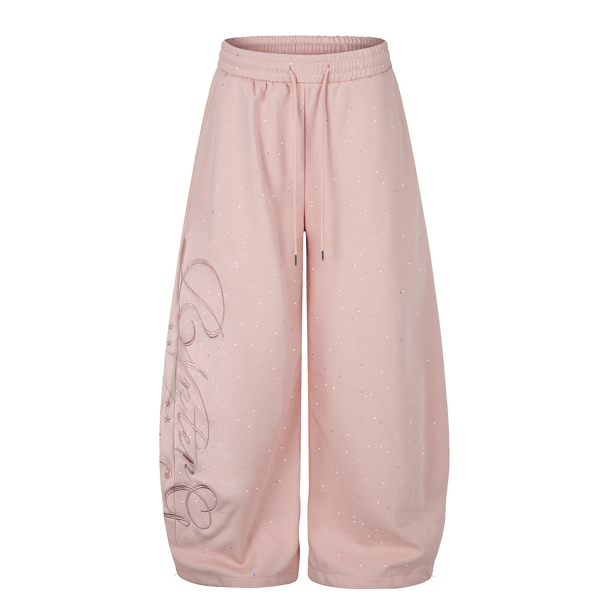 Wide Leg Sweatpants with Star Sequin Embroidery