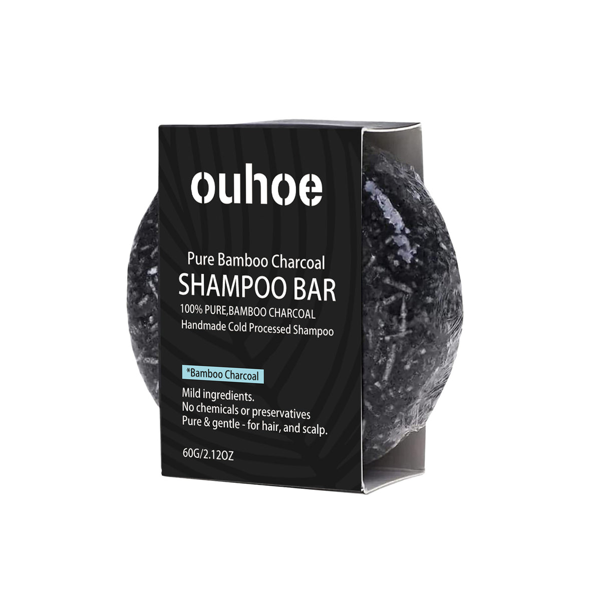OUHOE Organic Bamboo Charcoal Shampoo Bar, Deep Cleansing Scalp Strong And Strong Hair Nourishing Repair Improve Dry Shampoo Soap